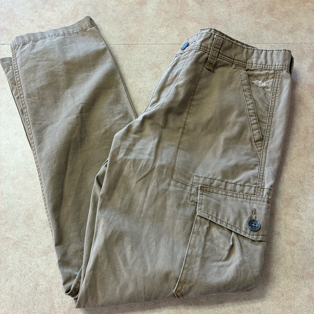 True Religion Men's Tan Distressed Cargo Pants